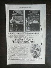 Vintage 1909 Robbins & Meyers Standard Home Fans Full Page Original Ad picture