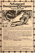 Advanced Dungeons & Dragons Print Ad 1985 Play by Mail Game picture