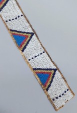 Native American Plains Beaded Strip on Hide 19th C picture