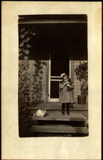 RPPC Postcard Young Girl with Cat and Doll c1910 F14 picture