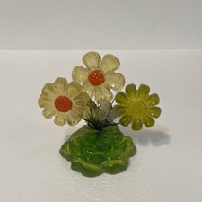 Lucite 3 Daisy Flower Power Sculpture Yellow Orange Butterfly 1960’s Vintage GUC picture