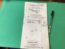 J. Lyons & Co Ltd Manufacturing Confectioners London 1925  invoice  Ref 56742 picture