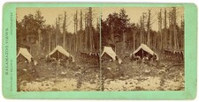 MICHIGAN STEREOVIEW - Kalamazoo - Vibrator Hunting Club Camp - SC Baldwin 1870s picture