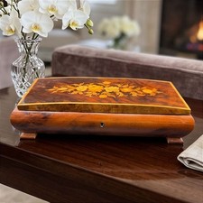 Vintage MAPSA Isola di Capri Swiss Musical Inlaid Wood Jewelry Box 12