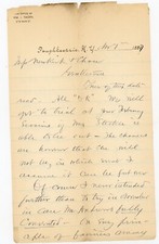 William I Thorn Signed Letter Poughkeepsie NY 1889 New York Violation Mr Stickle picture