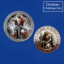 Christian Challenge Coin Warrior of Christ Knight Man of Faith Collectible Coin picture