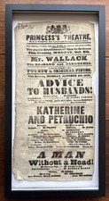 Antique Princess’s Theatre Playbill Shakespeare Katherine Petruchio Wallack 1845 picture