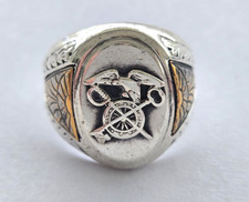 WWII Era US Army Quartermaster Corps Sterling Silver Ring Gold Overlay Vintage picture