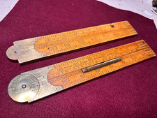 Vintage Rabone No.1190 & no.1380 Boxwood brass Folding Ruler w Spirit Level lot picture