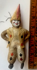 Antique Dresden Spun Cotton Clown Doll Christmas Ornament picture