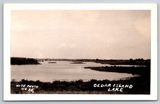 View of Cedar Island Lake White Lake Township Michigan MI c1930 Real Photo RPPC picture