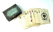 Antique 1800s Silver Metal BOOK SHAPED Playing CARDS Case NATIONAL Club ENGRAVED picture