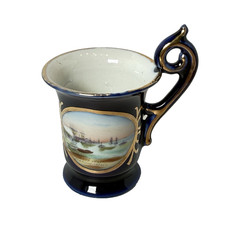 PORTLAND , OREGON  - RIVER FRONT - Antique Souvenir China Cobalt Painted Cup picture
