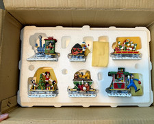 Vintage Disney Danbury Mint Mickey’s Christmas Train 6 Pc Set 1995 w/ Box picture