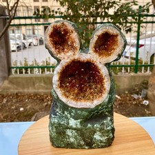 7.14LB Large Natural citrine geode cave crystal specimen energy Healing Mickey picture