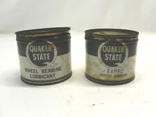 VINTAGE LOT OF 2 QUAKER STATE WHEEL BEARING LUBE & CHASSIS LUBE CANS 1/4 FULL  picture