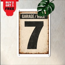 Vintage Industrial Rule Number 7 Metal Sign Garage Workshop Distressed Tin Decor picture