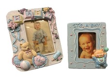 Vintage 90s Russ Baby Picture Frames Lot Of 2 Pastels Nursery picture
