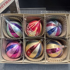Set of 6 Vintage Christmas Tree Ornaments , Glass Jumbo Poland ornaments  picture