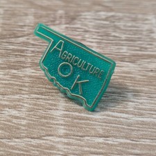 Agriculture OK Oklahoma State Shape Teal Green Gold Tone Vintage 1