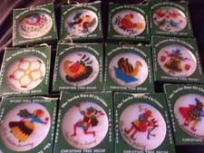 VTG Set of 12 Days of Christmas Round Ornaments in Box Made in Honk Kong picture