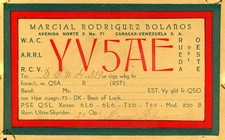Vintage Amateur Radio QSL Postcard, 1930's, YV5AE, Caracas, Venezuela picture