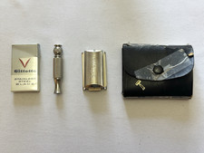 1960's Vintage Gillette Safety  Razor Travel Shaving Kit w/ Austrian Leather picture