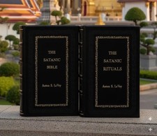 The Satanic Bible and The Satanic Rituals Anton S.Lavey Leather Bound picture
