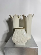 Vintage Lenox Meridian Ivory Gold Trim Porcelain Vases Set of 3 USA picture