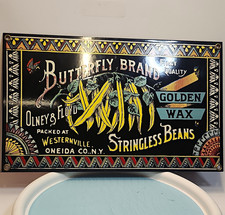 Butterfly Brand Golden Wax Stringless Beans Black Multicolor Metal Sign picture
