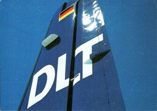 DLT Partner der Lufthansa Fokker 50 Tail Fin - German Airline Postcard - c1988 picture