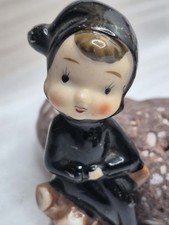 RARE MCM Vintage Pixie Miniature Figurine - Cute Elf in Black Suit JAPAN 1940s picture