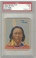 1933 Goudey Indian Gum Chief of Ute Tribe PSA 3 #125 Series of 48 High # Low Set picture