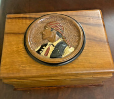 Vintage French hand-carved olive wood  box for storing jewelry. cigar etc. picture