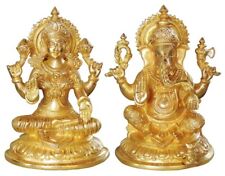 Brass Showpiece Laxmi Ganesh Pair God Idol Statue 7 Inch picture