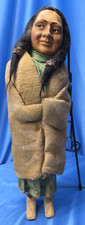 Vtg Skookum Native American Indian Female Woman Doll Wool Blanket Beads 11.5