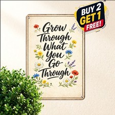 Wildflower Botanical Gifts For Women Sign 8x12 Cottage Floral Tin Metal Plaque picture