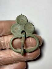 Certified Authentic Antiquity Late Roman Bronze Trefoil Strap Buckle 400AD COA picture