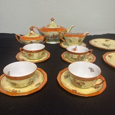 Beautiful Vintage Buyer & Bock German Made Orange And Yellow Fall Roses Tea Set picture