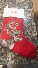 Vintage Embroidered Christmas Holiday Stocking With Name - JOSH picture