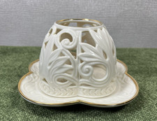 Lenox ILLUMINATIONS 2 Piece Luminary Tea Light Floral Base 24K Gold Trim picture