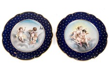 Pair Antique Franz Xaver Thallmaier Munich Cherub Cabinet Plates 9.5