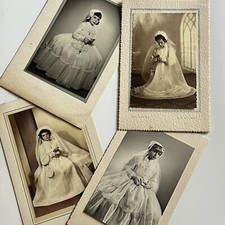 Vintage Studio Photograph Adorable Girl Confirmation Lot Beautiful Dress Veil picture