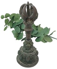 Antique Bronze Vajra Bell Ritual Temple Patina Finish Tibetan Artifact Religious picture