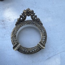 Vintage Brass And Smoked Glass Ashtray picture