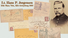 Civil War Covers, Lt Hans P Jorgensen 15th Mass Vols, KIA Gettysburg 1863 picture