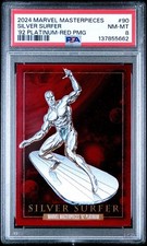 2024 Skybox Marvel Masterpieces Silver Surfer 92 Platinum Red PMG /100 PSA 8  picture