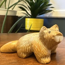 Vintage HAYES LEEKYA Zuni 2-3/4” Zuni Rock signed Beaver fetish picture