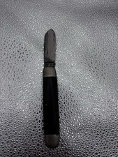 Vintage Folding Pocket Knife 3.75” Wood Handle Metal Bolsters Estate Find picture
