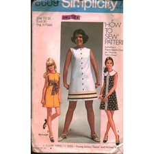 Vintage Simplicity 8609 Sewing Pattern 60s Mod A-Line Dress Size 15/16 Bust 35 picture